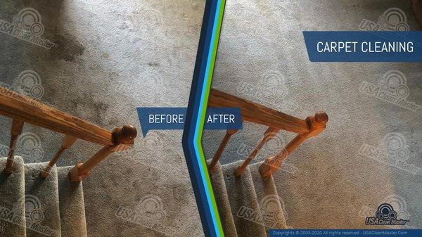 Before and after carpet cleaning service