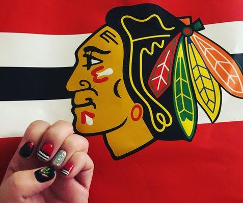 Chicago Blackhawks nails! Thanks Lauren!