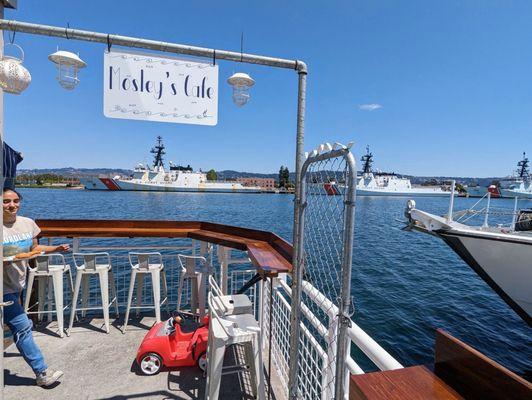 Entrance, with Coast guard cutters across the way.