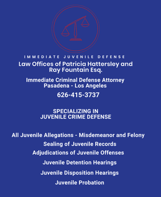 Immediate Juvenile Defense. All Juvenile Allegations- Misdemeanor and Felony 626-415-3737 Pasadena Criminal Defense