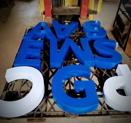 Powder coated letters