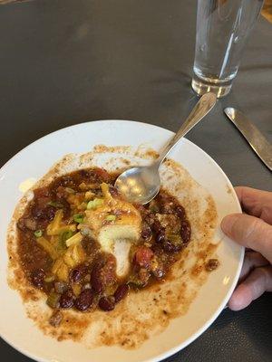 This is their Loaded Chili! Not much there, maybe an inch deep when the waitress brought it to the table.  Very small portion!