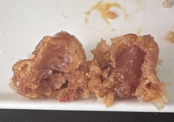 Inside piece of General Tso's "chicken".