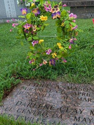 This photo of Momma's grave w/ the new wreath is for context on the day I lost the top of her class ring I was wearing to honor her memory.