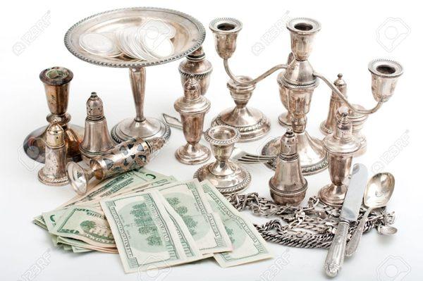 Sterling Flatware and Tea Sets into Cash