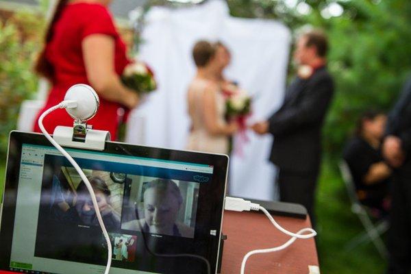 Skype & facebook live feed your wedding ceremony