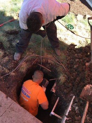 Preparing/removing existing sewer pipe connection to city main