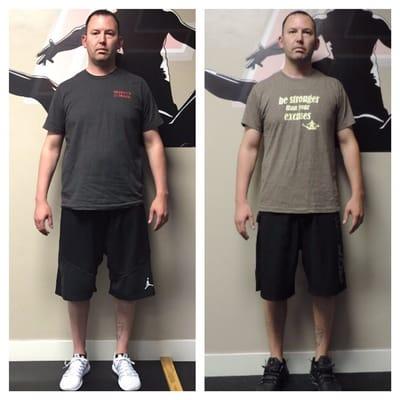 In a few months, Kyle is down close to 15 lbs of bodyfat.  He was blown away by the difference in these pictures!