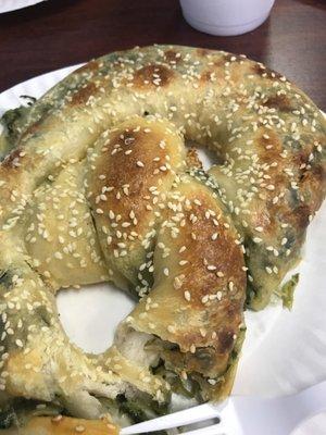 Spinach feta pretzel