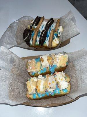 Cookies N CreamDonut with Cookie Monster ice cream  (top) &  Birthday Bash Donut (bottom)