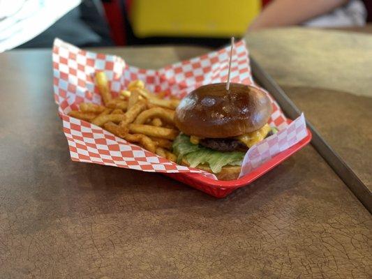 Bacon Cheese Burger with fries