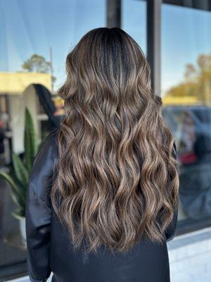 22" Bellami Extensions and Caramel Balayage