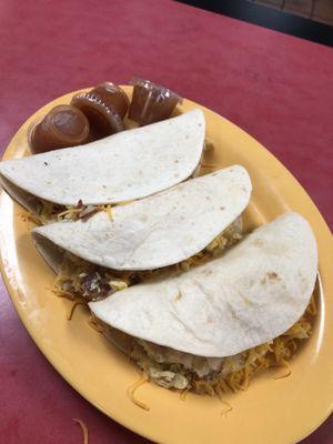 Three Potato Egg & Cheese Tacos