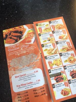 WOW Wings Menu