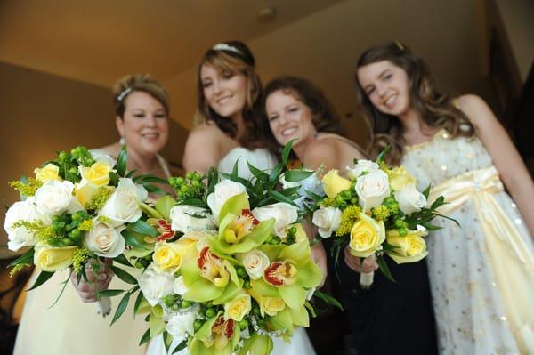 Bridesmaid flowers, bridal, and one mother of the bride corsage