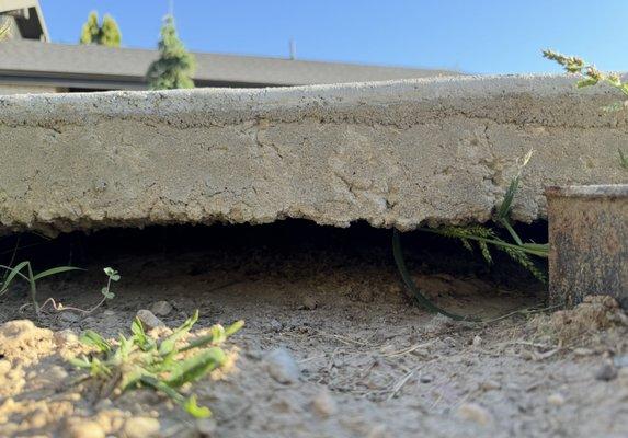 4" gap left below the new concrete