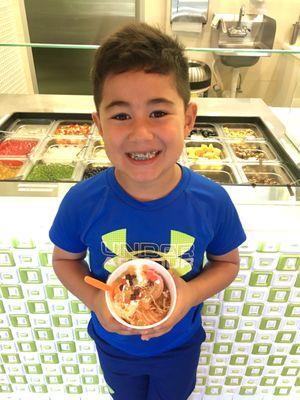 First yummy treat after getting his phase 1 kids braces! He did amazing and earned all of the yummies for being such a great patient!! :)