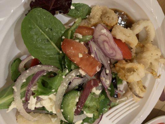 Entree greek salad plus calamari