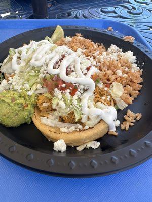 Sopes with chicken and rice ($13.99)