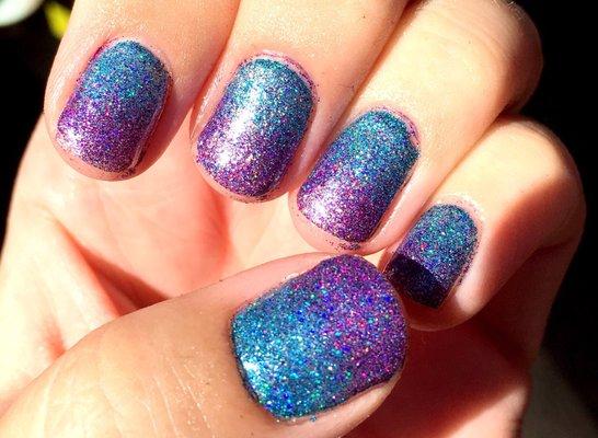 Blue and purple glitter ombré by Lauren