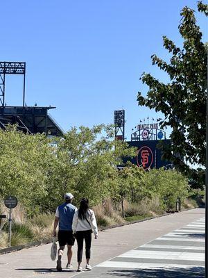 A nice stroll along Mission Creek Park's promenade will lead you to Oracle Park.