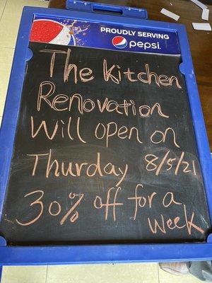 Kitchen decoration needs to be closed .opens on Thursday, 8 / 5 / 21. will have 30% discount for a week