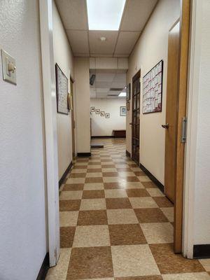 View towards waiting room from room #3. I like this room. More peaceful with the window and nice blinds. 9-23-23