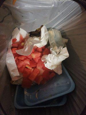 Rancid melon in the trash