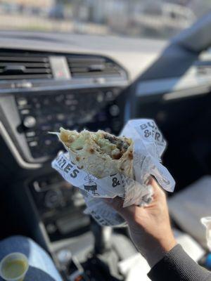 California Burrito = carne asada, cheese, crema, and pico... Simply mouth watering