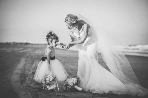 Flower Girl and Bride  Wedding Photojournalism