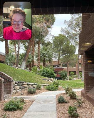 View of the courtyard garden at the center of the building complex onto which the Physical Therapy and chiropractic depts look.