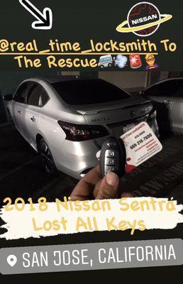 Customer lost all keys for this 2018 Nissan Sentra. We made a new key fob on the spot.