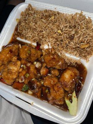 Orange chicken and fried rice