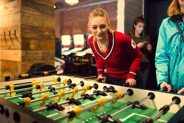 Foosball: It's all in the wrist. 50 cents/game.