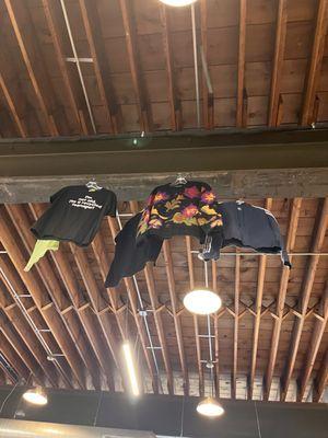 Clothes hanging in the rafters