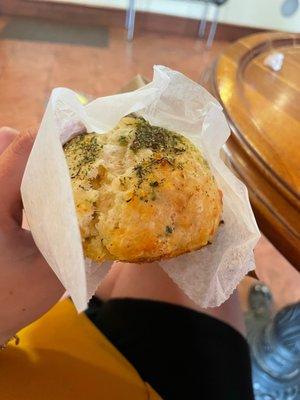 Rosemary and cheddar biscuit- moister than Im used to but still good