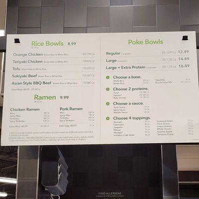 Rice bowl,  ramen,  poke bowl menu