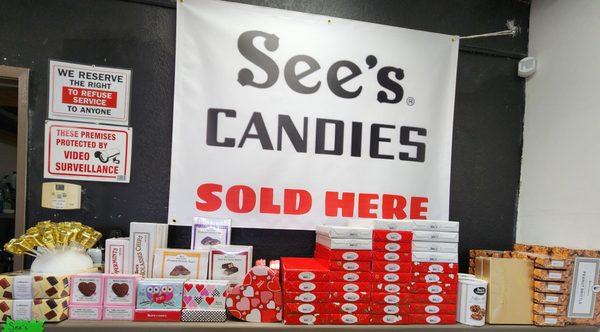 Valentines selection of See's Candy sold at Copy Center Plus