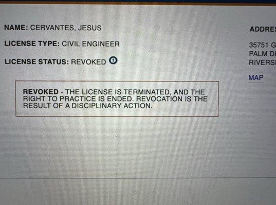 FRAUD!!  DO NOT USE. Jesus with Cerza Engineering took $21K and stopped responding. License was suspended in October 2023 and revoked in Apr