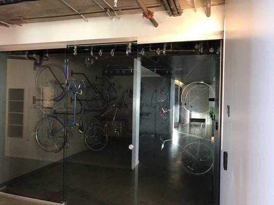 There's bicycle parking indoors.