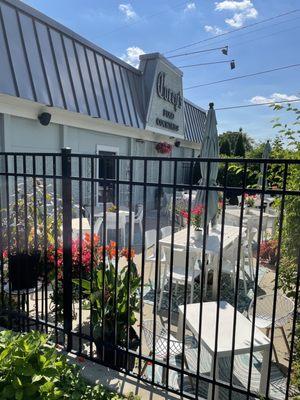 Cute patio but some of the plants need upkeep.