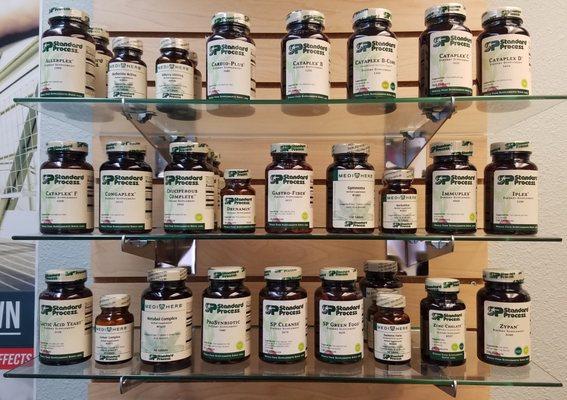 We carry a full selection of Standard Process whole food supplements. We also special order if not in stock.