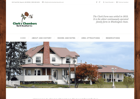 A bed and breakfast website. https://clarkschambersbandb.com