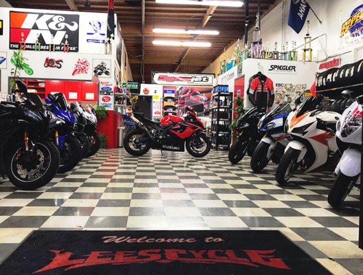 Customer bikes waiting to be picked up