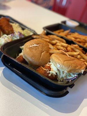 Combo 1: 2 sliders, coleslaw, and fries