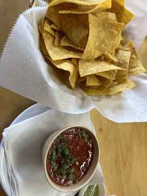 Quality chips and salsa! Tons of salsa chooses as well.