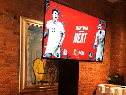 65" TV rental for a FIFA World Cup viewing party at Tribeca Grill.