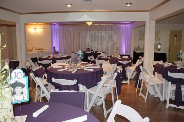 Indoor reception with uplighting