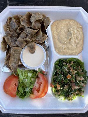 Shawarma Gyro Plate with Tabouli and Hummus