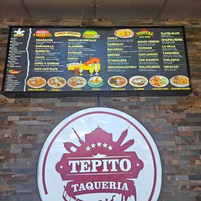 Taqueria tepito menu